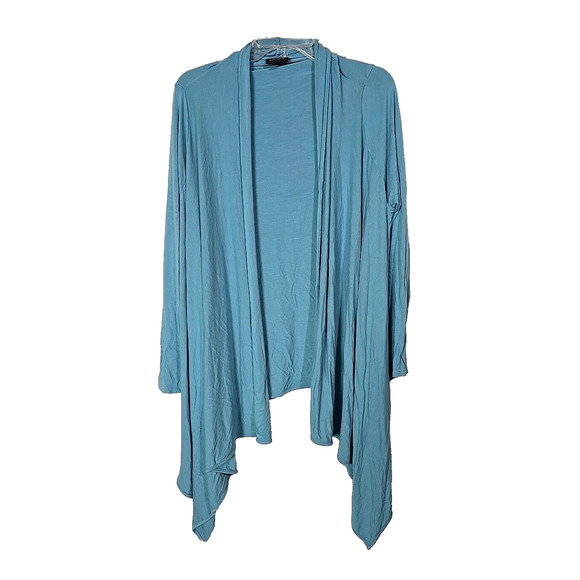 J. Jill Blue Open Front Handkerchief Hem Long Cardigan Sweater Womans Size Large - Picture 1 of 4